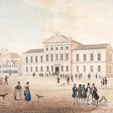 "Die neue Aula der Universität" von Friedrich Besemann, um 1837 (Ausschnitt)&nbsp;&copy;&nbsp;Städtisches Museum Göttingen / F.S.Kimmel