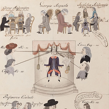 "Karikatur" Aquarell, Feder, Graphit und Gouache (Ausschnitt)&nbsp;&copy;&nbsp;Städtisches Museum Göttingen / F.S.Kimmel