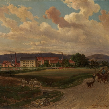 "Tuchfabrik Levin" von Otto Eberlein, 1878 (Ausschnitt)&nbsp;&copy;&nbsp;Städtisches Museum Göttingen / F.S.Kimmel