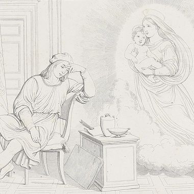 "Vision Raffaels" von Johannes Riepenhausen und  Franz Riepenhausen, 1838 (Ausschnitt)&nbsp;&copy;&nbsp;Städtisches Museum Göttingen / F.S.Kimmel